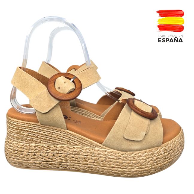 M.3777Sandalia hebillas madera TODO PIEL