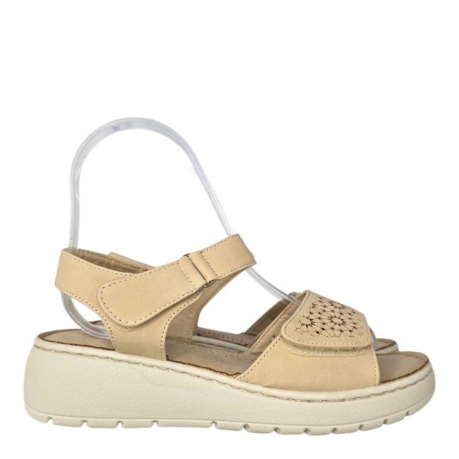 M1717 Sandalia velcro laser beig