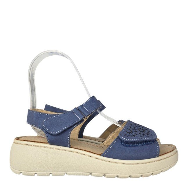 M1717 Sandalia velcro laser azul