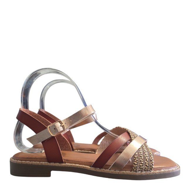 M6012Sandalia plana combi cristales